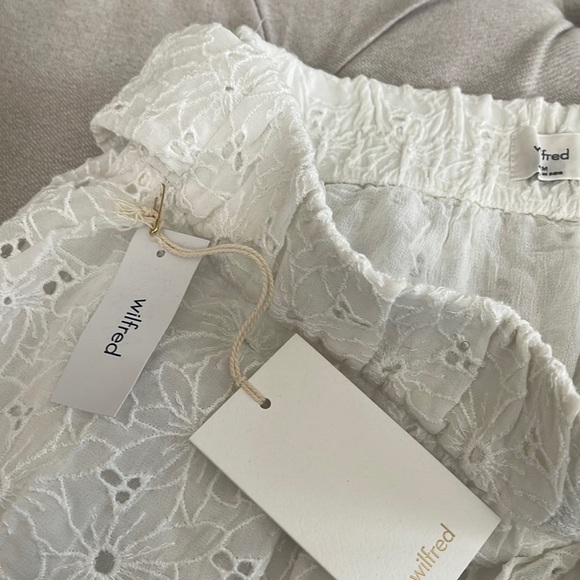 NWOT Aritzia Wilfred Eyelet Apron Tie Prairie Style Maxi Skirt Sz Medium - Picture 10 of 10